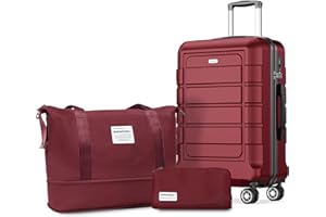 SHOWKOO Valigia Trolley Espandibile Ultra Leggero ABS+PC Durevole Valige Trolley da Viaggio con Chiusura TSA e 4 Ruote Doppie