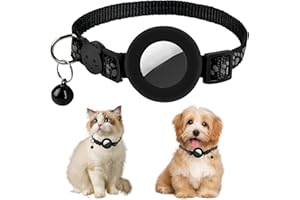Sughug Collare Gps Gatto, Collarino Gatto Riflettente Compatibile con Airtag, Luce Collare con Fibbia di Sicurezza Staccabile per Gattini e Cuccioli, Regolabile 21-35 cm (Airtag Non Incluso)