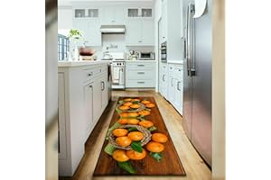 TEXTILE HOME HOME DÉCOR Textile Home 3D Non Slip Kitchen Floor Mats Fruit Mats Washable Kitchen Rug Small & Large Kitchen Floor Mats (Fruit Mats Orange, 50 x 150 cm)