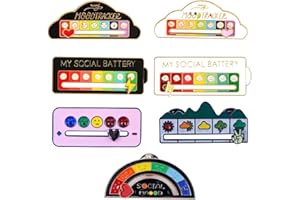 QINGYIWL Spilla Sociale Pin 7 pezzi, divertente per umore sociale 7 giorni, interattiva per salute mentale, con confezione regalo rosa, Metallo