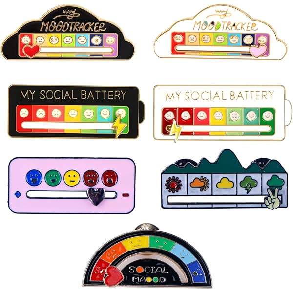My Social Battery Pin - Set De 4 Pins Social Battery Avec 7