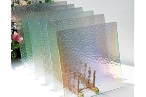 CHICSHIS 12"x12" Irideszierende Transparente Buntglasscheiben, 6er-Pack Strukturierte Kathedralglasplatten, Klare Glasplatten für Mosaikkunst