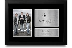 HWC Trading FR A4 Top Gear Clarkson, May, Hammond Regali Stampati Autografo Firmato Immagine Per Gli Appassionati Di Programma Televisivo - A4 Framed