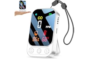 Upgraded YOJOCK Portable 3-in-1 Carbon Monoxide Detector, Rechargeable CO Detector with Temperature & Humidity, 1+ Week Battery Life, Loud Audible & Visual Alarm for Home, Travel, RV & Camping (White)