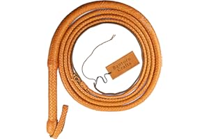 BANTORO CRAFTS Indiana Jones Whip Känguru-Lederpeitsche, 1,2 bis 7,3 m, Leder-Bauchnabel und Lederrolle innen, braune Bullwhip