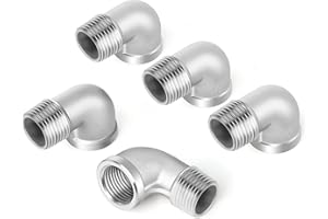 ERGAOBOY 5 pièces en acier inoxydable 304 connecteurs coudés à 90 degrés, raccords de tuyauterie BSP 1/4 "mâle à 1/4" femelle