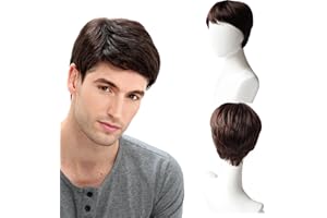 NADIAEN Mens Wig, Wigs for Men, Straight Costume Wigs for Synthetic Mens Wig for Daily Use Handsome Men's Daily Costume Fancy Dress Cosplay Halloween (Dark Brown)