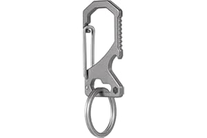KeyUnity KM05 titanio Carabiner Keychain Clip, 2 pollici Bottiglia di birra titolare chiave apri Heavy Duty Multitool con vite bit del driver Piccolo argento