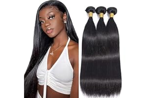 RICHAIR Paquetes de cabello liso, 3 paquetes, paquetes de cabello humano brasileño, 50 g/paquete (150 g en total), paquetes de cabello virgen 100% sin procesar, cabello humano de tejido liso, 18 pulgadas