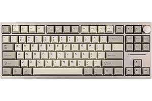EPOMAKER P87 Teclado Mecánico Inalámbrico de Aluminio para Juegos, Programable con QMK/Via, Diseño 87% US, Bluetooth/2.4Ghz/USB-C, con Perilla de Metal CNC y RGB (Retro Blanco, Wisteria Linear)