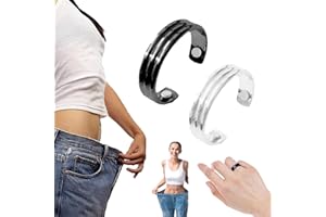 CAMIC Anneau magnétique thérapeutique pour drainage lymphatique, anneau magnétique en cuivre, ouverture réglable, bague détox lymphatique pour homme et femme (#B, argent + noir)
