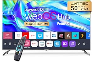 Antteq 50 Inch Smart TV, MagiQ 50" UHD 4K 2024 Black Television