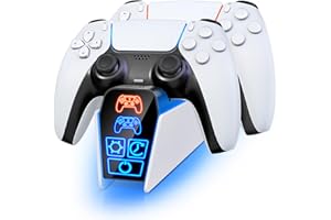 Fenolical PS5 Charging Station, PS5 Controller Charging Dock with Timer Function and Smart Touch Control, Fast Charging PS5 Controller Charger Station with Type-C Cable, PS5 Accessories for Gamer