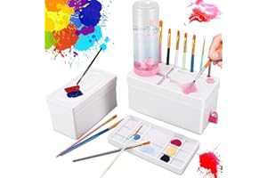 EPROICKS Rondella per Pennelli, Portapennelli 4 in 1 Aggiornato, Portapennelli con Tavolozza, Portapennelli per Colori Acrilici, ad Acquerello e a base d'acqua, Materiali per Pittura e arte (Rosa)