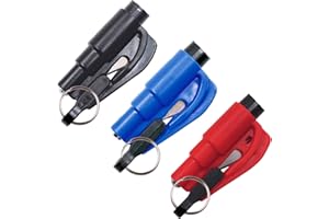 FINEHENCHI Car Window Breaker, 3 Pack Seatbelt Cutter and Glass Breaker Self Defense Keychain, 2-in-1 Emergency Car Escape Tool, Life Hammer for Land & Underwater Vehicle Safety in Accidents Fires Floods