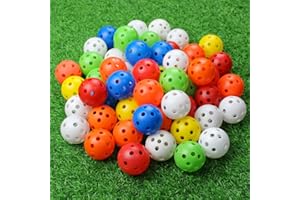 Kofull 50Pack/24 Pack Bolas de práctica de golf de 40 mm con agujero de flujo de aire, bolas de plástico perforadas coloridas para práctica de columpio, rango de conducción, uso en el hogar, mascotas, niños, bolas de piscina, juguetes para diversión