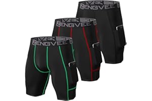 ZENGVEE Lot de 3 Shorts de Compression pour Hommes Short de Course à Pied Cool Dry avec Poches latérales pour la Course, l'entraînement, l'entraînement, la Gym