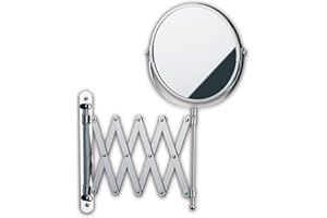 kela Espejo cosmético de pared con aumento AVITA 16 cm, 1/5 veces, montaje en pared, espejo de maquillaje extensible, metal cromado, espejo de afeitado