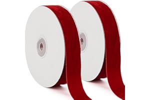 tenn well Samtband Rot, 25mm x 18m Weiches Luxuriöses Samtband Geschenkband für Geschenkverpackung Brautstrauß Basteln Geburtstag Hochzeit Dekoration