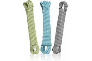 3HA HAHAHA Clothes Line Heavy Duty PVC Coated 20 Meters Long Steel Core Washing Rope Plastic Clothesline String Perfect For Drying Clothes Towels Home Garden & Outdoors Use Drying Line Assorted Colors (1pc)