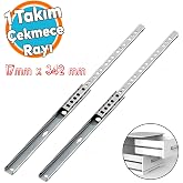 Teleskopik İnce Bilyeli Bilyalı Dolap &Ccedil;ekmece Rayı S&uuml;rg&uuml;s&uuml; Metal En 1.7 cm 17 mm Uzunluk 34.2 cm