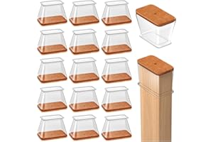 OCONDA 16 Pezzi Gommini per Sedie Rettangolari, Feltrini per Gambe di Mobili, Tappi per Sedie per Legno Duro, Proteggere il Pavimento dal Antigraffio Rumore,Trasparente (Adatto per Perimetro 95–124 mm)