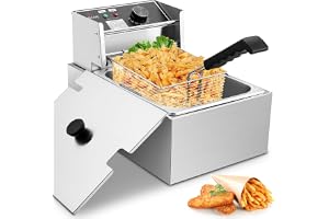 Fritös med korg 10 l/12,7 QT 1 700 W elektriska fritöser 0,8 mm förtjockat rostfritt stål bänkskiva oljefritös stor kapacitet