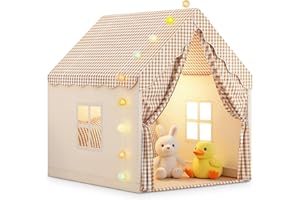 NASTOPEE Tienda de campaña para niños, tienda de campaña infantil para interiores con luces LED, casa de juegos para interiores, inodora y permeable al aire, 0% formaldehído, escondite secreto para niñas y