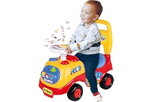 Balakaka Ride On Car Bobby Car Toddler Push Along Sit on Car with Light and Sound Multifunctional Steering Wheel Walk Car for Toddler Aged 19-36 Months Red