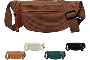 XIEXIESHER Sac Banane Velours Côtelé, Femme Velour Côtelé, Sac à bandoulière Sangle Réglable, Polyvalent pour Femme Homme pour Faire du Shopping, Voyager et Travailler(Brun)