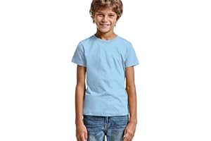 KINKIES Camiseta de Colores Manga Corta 100% Algodón para niños - Camiseta comodín de Calidad con 165 g/m, cómoda, Suave, Lisa y Elegante