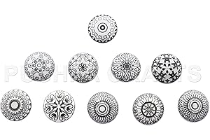 PUSHPACRAFTS Knauf für Schrank, Schublade, aus Keramik, handbemalt, 10 Stück Grey & White knopfe grau weiß (10) XFER