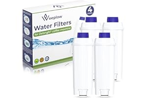 WEEPLOW® - 4 Filtres à Eau Compatibles DLSC002, Delonghi Magnifica, Dinamica, Autentica, Primadonna et toutes les Séries ecam, esam, etam, bco & ec [QUALITÉ SUPÉRIEURE]