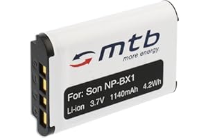 MTB MORE ENERGY Ersatz-Akku NP-BX1 kompatibel mit Sony HDR-AS30, AS100, AS200V, AS300R / DSC-HX400(V), RX100 III / PJ240 / X1000V, X3000R... (s. Liste)