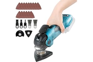 JOJOCY Multiherramientas oscilantes inalámbricas para batería Makita de 18-20 V, motor sin escobillas de 300 W, 5 velocidades variables para raspar, lijar, cortar madera (para batería MK)