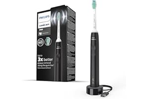 Philips Sonicare Série 3100 Brosse à dents électrique sonique avec capteur de pression intégré, Noir (modèle HX3671/14)