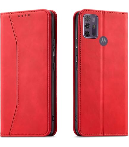 Lederhülle Für Motorola Moto G84 – Mit RFID-Schutz, Kartenfach, Magnetverschluss & Standfuß, Burgunder