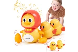 hahaland Juguetes Bebes 6-12 Meses - 3 en 1 Patos Musical Juguetes Gateo para Niños 1 año, Mamá Pato y Patito con Luces & Sonidos Regalo Bebe 6 8 9 12 Meses
