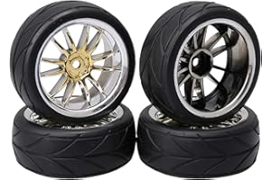 BQLZR Slick-Reifen mit 12-Speichen-Felgen für RC1: 10 On Road Racing Car 4er-Pack