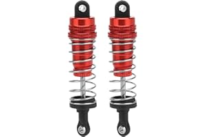 BIGKING 80MM Due Ammortizzatori Long Threaded Ammortizzatore Smorzatore Olio Materiale Metallico per 1/14 WL_toys 144001 RC Model, Rosso