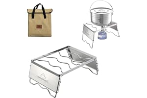 CAMPING MOON CAMPINGMOON 304 Stainless Steel Portable Open Fire Campfire Grill for Dutch Oven Cooking Ware with Windscreen Legs and Carrying Bag MS-1018