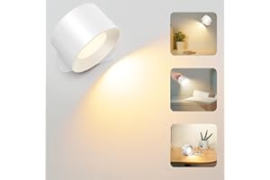 AUINSKY LED Wandleuchte Innen, Wandlampe Dimmbar Wiederaufladbar mit Touch Control, 3 Farbmodi, 3 Helligkeitsstufen, 360° Drehbare - Kabellose Wandleuchten für Wohnzimmer, Schlafzimmer und Flure