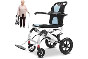 SJAPEX Ultraleicht Rollstuhl, Leicht Faltbar Reiserollstuhl, Transportrollstühle Für Die Wohnung Und Unterwegs, 150 Kg Belastbar