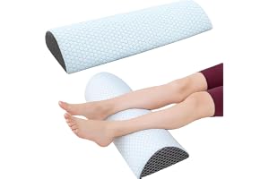 GUOMIS Knäkudde för sidosovare, ortopedisk knäkudd, ergonomisk lageringskudde av viskoelastisk minnesskum, andningsbar och tvättbar. (Vit-Blå1)