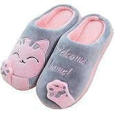 Cliont Cute Cat Slippers Indoor Winter Slippers Non-Slip Shoes Women and Men