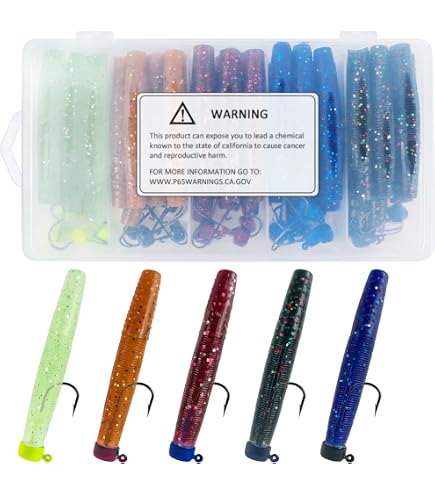 Kit Ned Rig Complet Leurres Souples Pour Bar - 35 Pièces Avec Têtes Plombées Et Appâts
