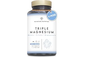 Triple Magnésium Bysglicinate, Citrate de Magnesium et Magnesium Malate. 180 comprimés (6 mois) Multiples Bienfaits: Digestion, Muscles, Nerveux. Anti Stress et Fatigue. 220 mg. N2 Natural Nutrition