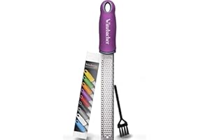 Winzbacher – Râpe Zesteur Premium | Râpe à Parmesan, Citron, Muscade, Gingembre | Lame en Acier Inoxydable Ultra-Tranchante | Passe au Lave-Vaisselle | Brosse de Nettoyage Incluse