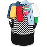 GLUN® Printed Zig Zag Laundry Bag Pack of 1, Multipurpose Foldable Hanging Bag, Round Shape, Water Repellent, Lightweight & D