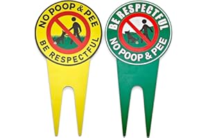 QYLAZUNE No Dog Poop Signs Yard Signs 2Pcs Double-Sided 12 x 6In Aluminum UV Protected Weatherproof Stop Dogs from Pooping/Peeing